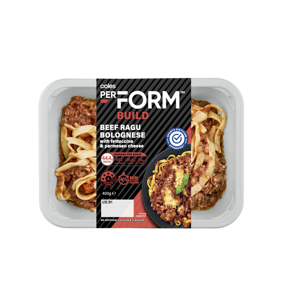 Coles Perform Build Beef Ragu Bolognese