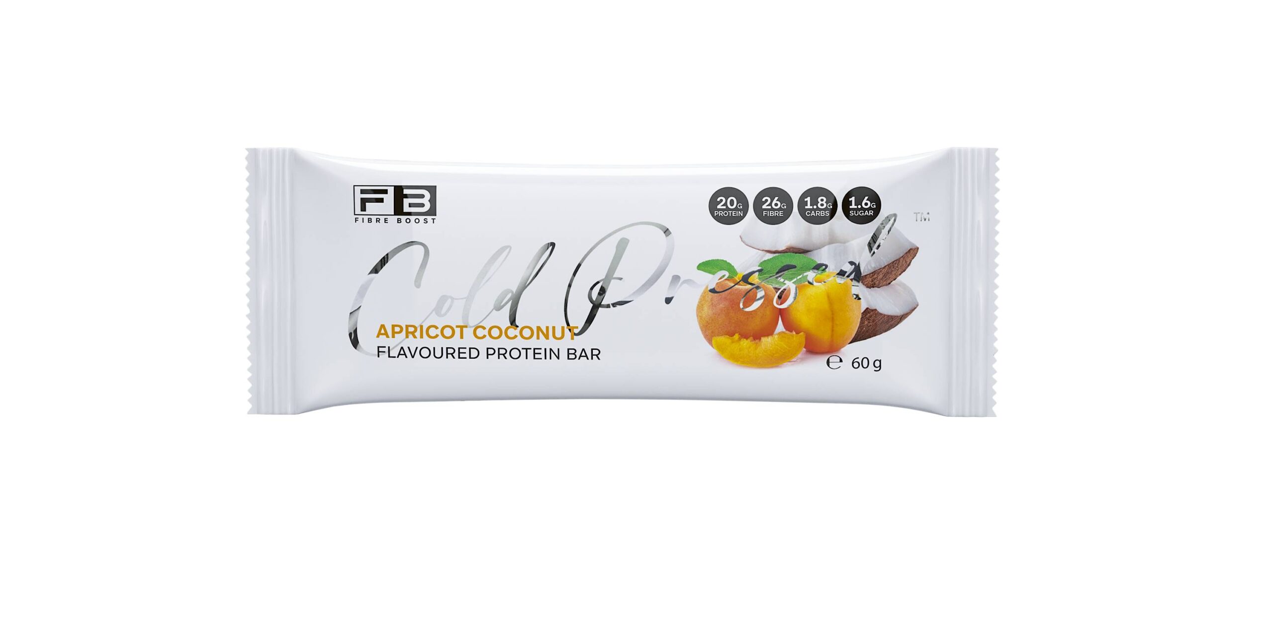 Fibre Boost Raw, Cold Pressed, Flavoured Protein Bar Apricot Coconut