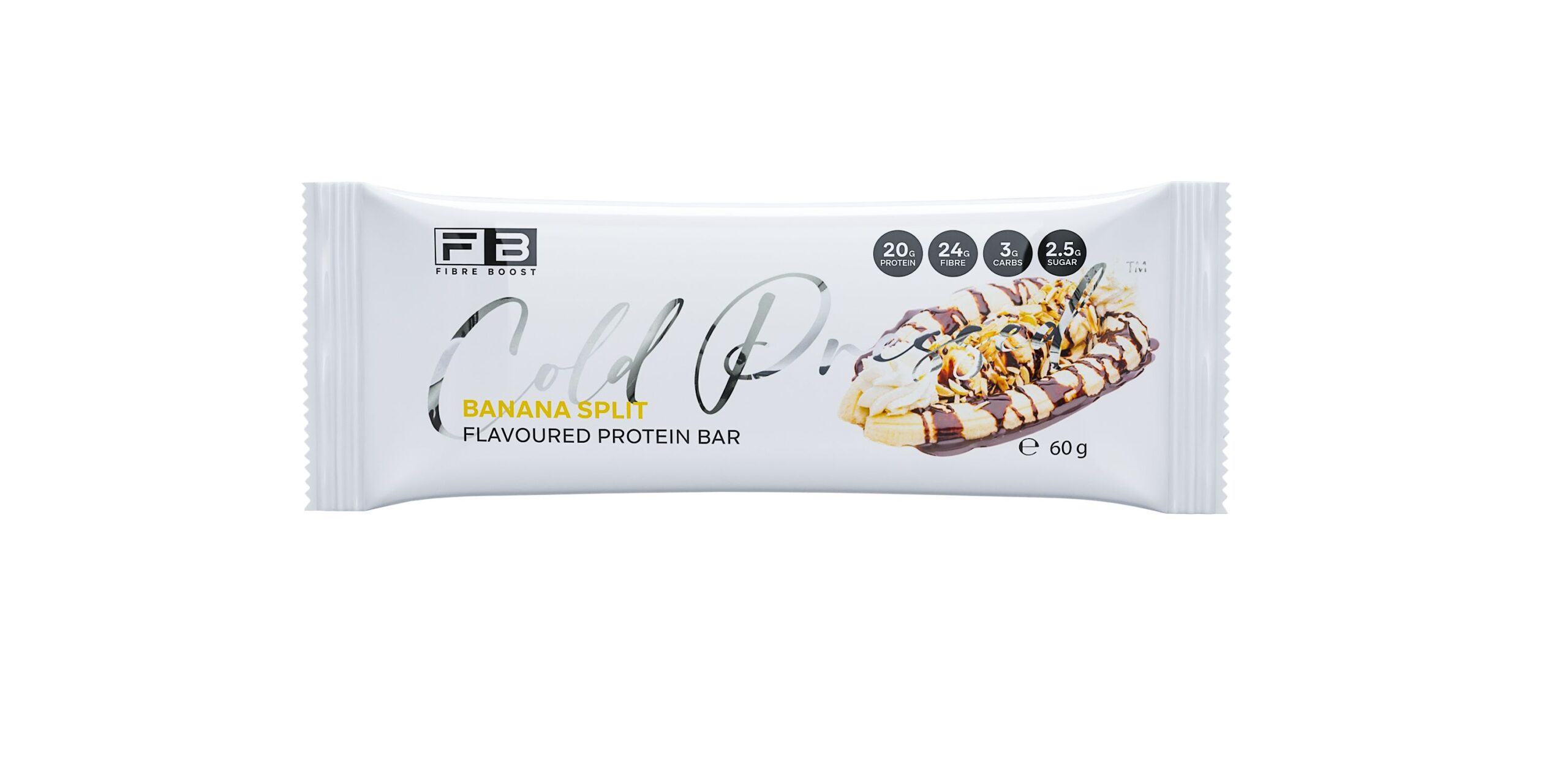 Fibre Boost Raw, Cold Pressed, Flavoured Protein Bar Banana Split