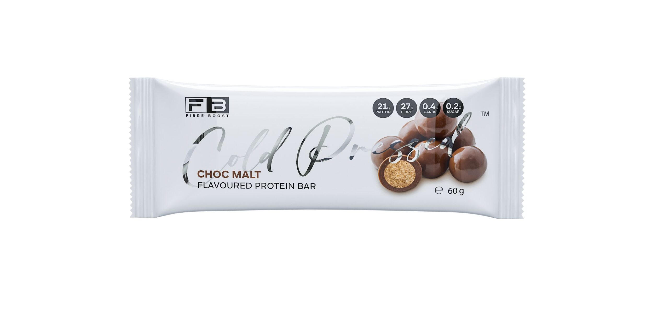Fibre Boost Raw, Cold Pressed, Flavoured Protein Bar Choc Malt