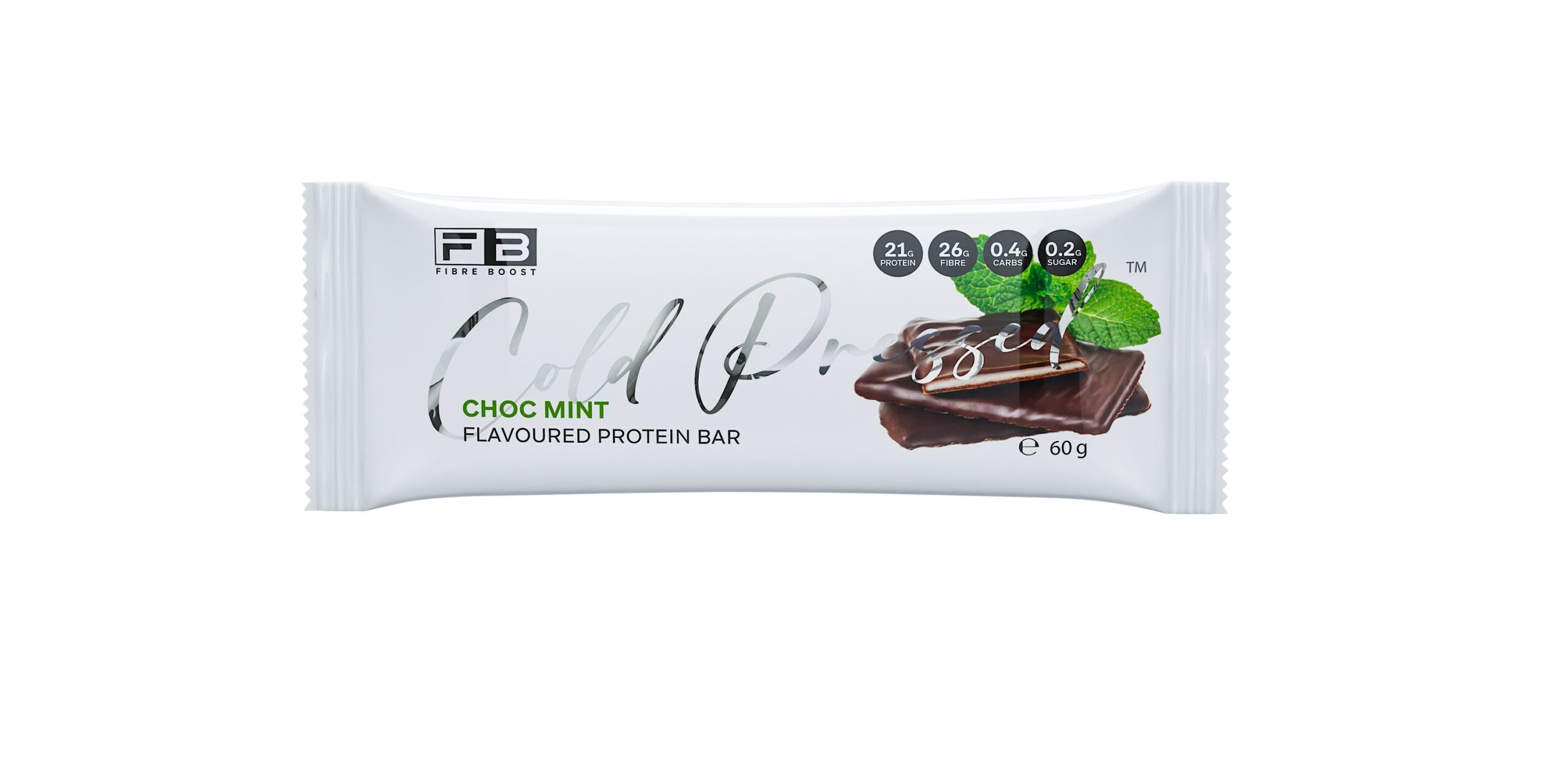 Fibre Boost Raw, Cold Pressed, Flavoured Protein Bar Choc Mint