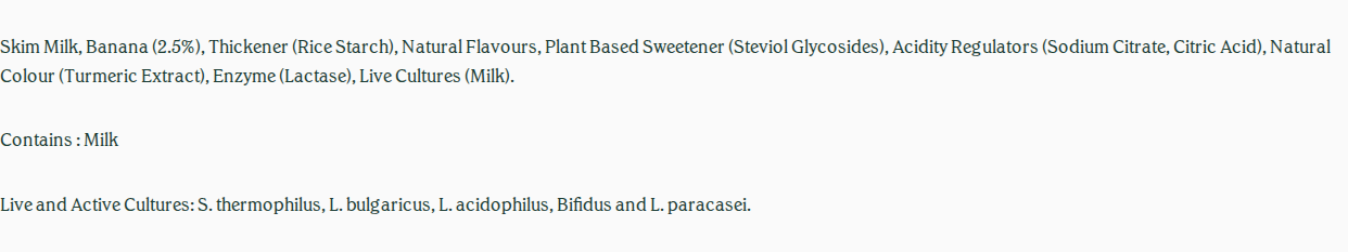 15G Pouches ingredients, Banana