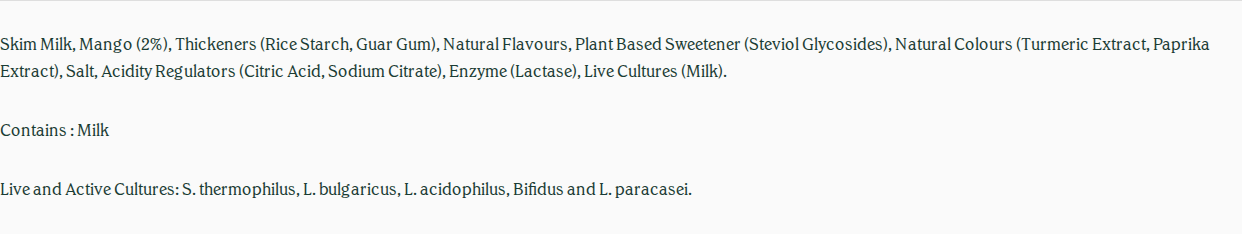 20G Pouches ingredients, Mango