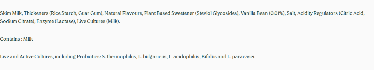High Protein ingredients, Vanilla