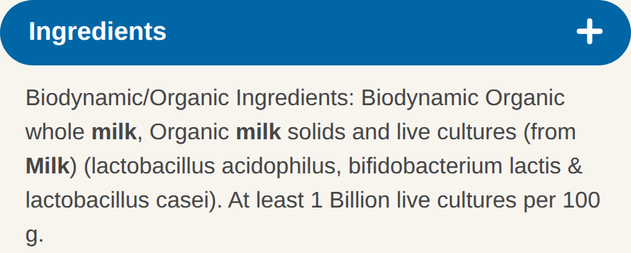 Biodynamic Organic ingredients, natural