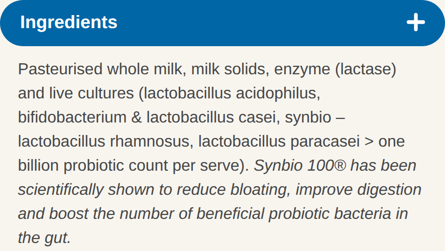 Lactose Free ingredients, natural