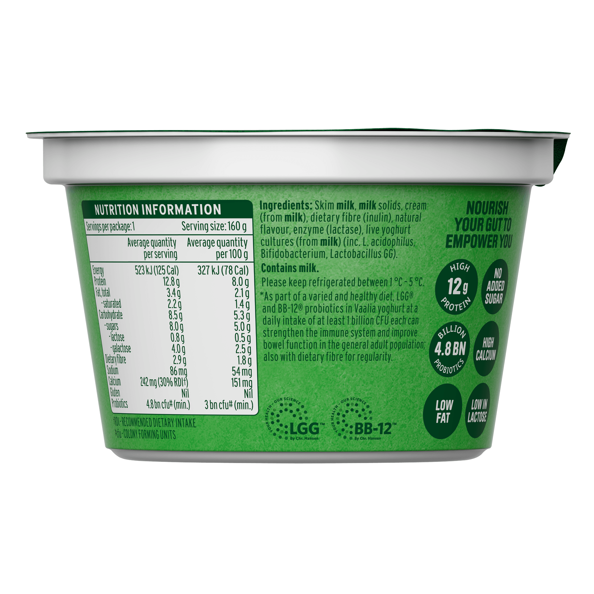 Probiotics + Protein Pots nutrition & ingredients panel, Plain